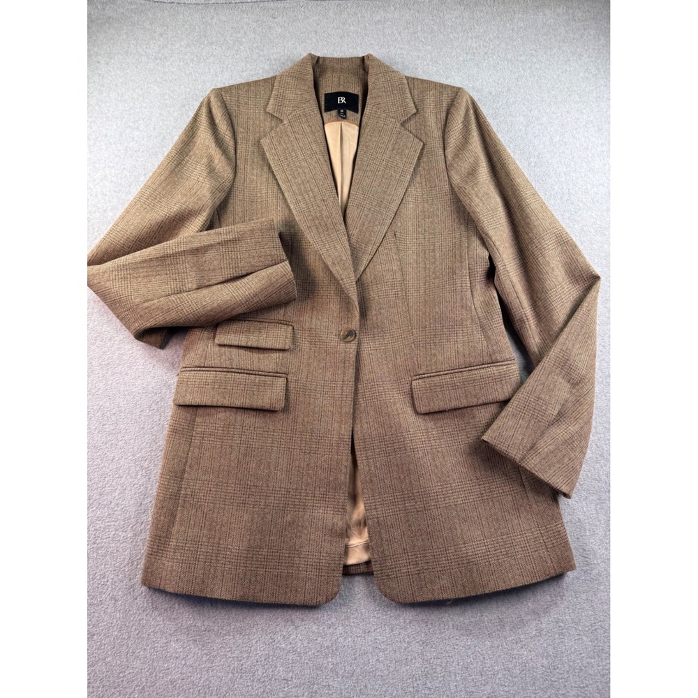 Banana Republic Fabbrica Alta Brown Wool Plaid Blazer Tall 10 792406-00